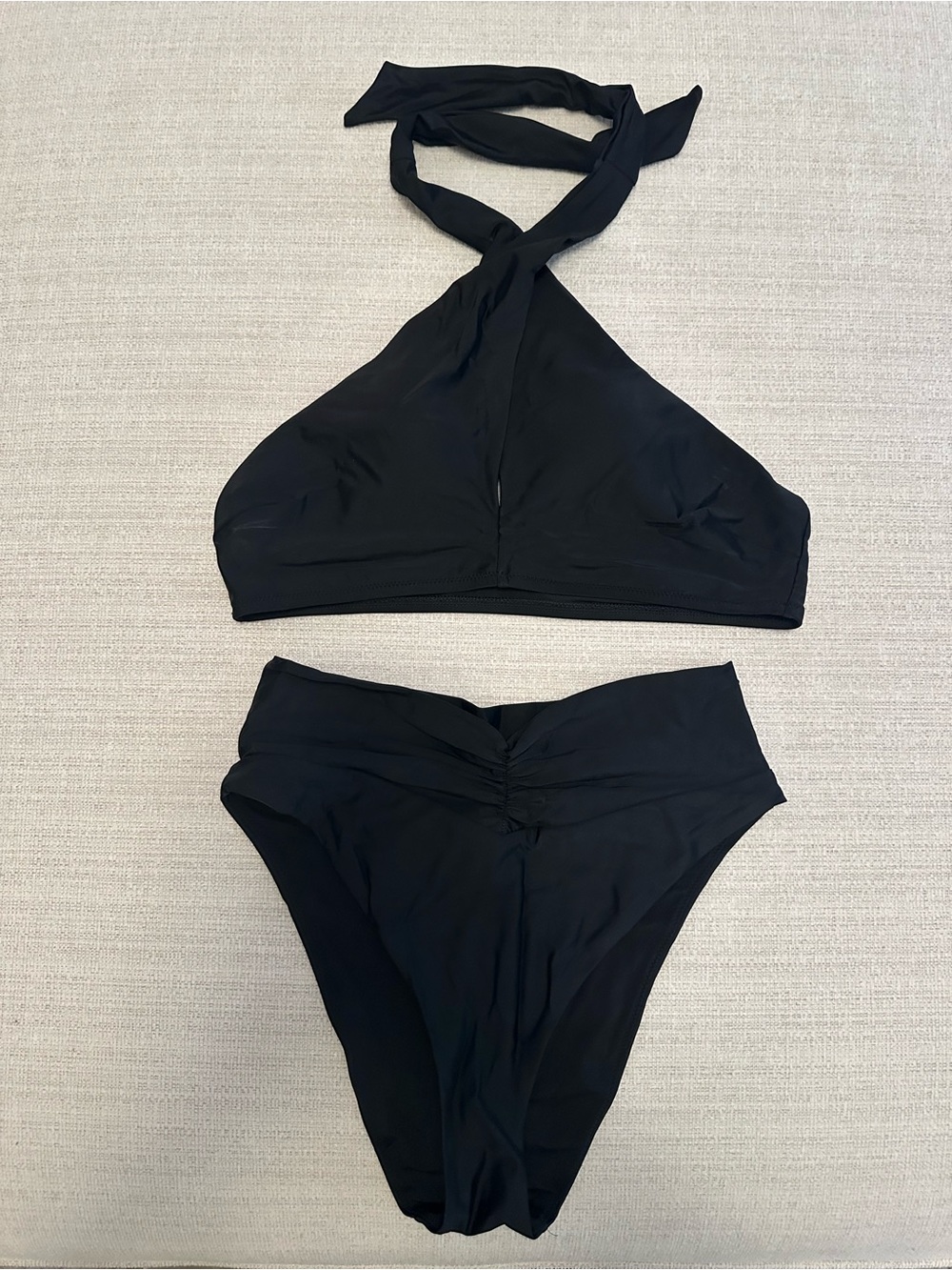 aerie Black Halter High-Waist Bikini Set